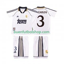Camiseta de Fútbol Real Madrid R CARLOS 3 Retro 1998 2000 Primera Equipación Manga Corta Niño