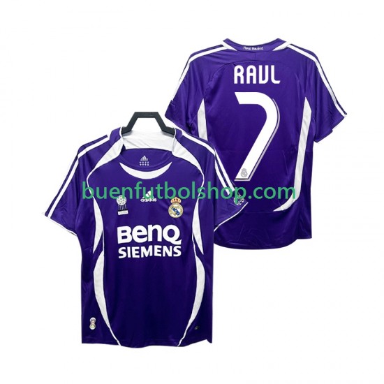 Camiseta de Fútbol Real Madrid RAUL 7 Retro 2006 2007 Segunda Equipación Manga Corta Hombre Camiseta de Fútbol Real Madrid RAUL 7 Retro 2006 2007 Segunda Equipación Manga Corta Hombre