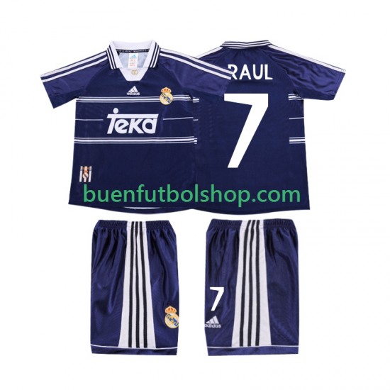 Camiseta de Fútbol Real Madrid RAUL 7 Retro 1998 1999 Segunda Equipación Manga Corta Niño Camiseta de Fútbol Real Madrid RAUL 7 Retro 1998 1999 Segunda Equipación Manga Corta Niño