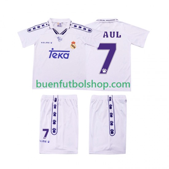 Camiseta de Fútbol Real Madrid RAUL 7 Retro 1994 1996 Primera Equipación Manga Corta Niño Camiseta de Fútbol Real Madrid RAUL 7 Retro 1994 1996 Primera Equipación Manga Corta Niño