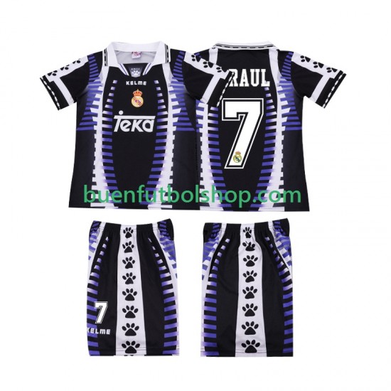 Camiseta de Fútbol Real Madrid RAUL 7 Retro 1997 1998 Tercera Equipación Manga Corta Niño Camiseta de Fútbol Real Madrid RAUL 7 Retro 1997 1998 Tercera Equipación Manga Corta Niño