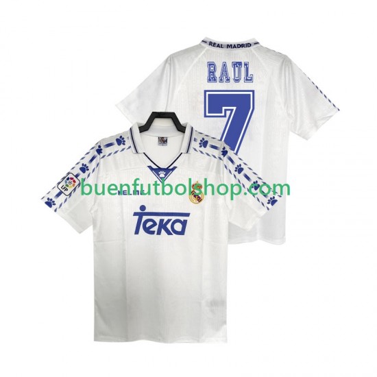 Camiseta de Fútbol Real Madrid RAUL 7 Retro 1996 1997 Primera Equipación Manga Corta Hombre Camiseta de Fútbol Real Madrid RAUL 7 Retro 1996 1997 Primera Equipación Manga Corta Hombre