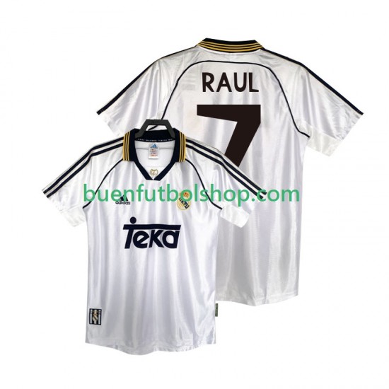 Camiseta de Fútbol Real Madrid RAUL 7 Retro 1998 2000 Primera Equipación Manga Corta Hombre Camiseta de Fútbol Real Madrid RAUL 7 Retro 1998 2000 Primera Equipación Manga Corta Hombre
