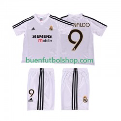 Camiseta de Fútbol Real Madrid RONALDO 9 Retro 2004 20025 Primera Equipación Manga Corta Niño