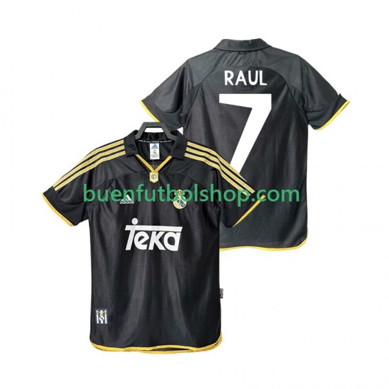 Camiseta de Fútbol Real Madrid Raul 7 Retro 1999 2001 Segunda Equipación Manga Corta Hombre