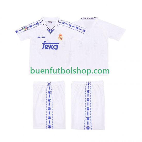 Camiseta de Fútbol Real Madrid Retro 1996-1997 Primera Equipación Manga Corta Niño