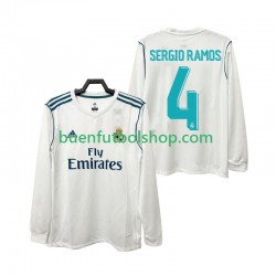 Camiseta de Fútbol Real Madrid SERGIO RAMOS 4 Retro 2017 2018 Primera Equipación Manga Larga Hombre