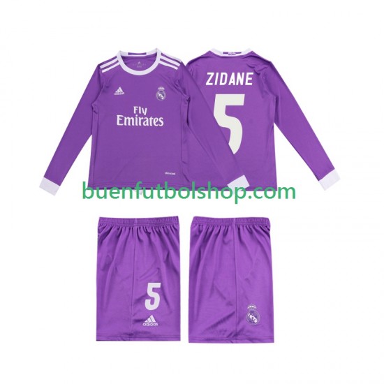 Camiseta de Fútbol Real Madrid ZIDANE 5 Retro 2016 Segunda Equipación Manga Larga Niño Camiseta de Fútbol Real Madrid ZIDANE 5 Retro 2016 Segunda Equipación Manga Larga Niño