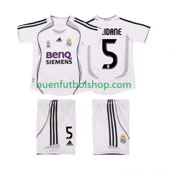 Camiseta de Fútbol Real Madrid ZIDANE 5 Retro 2006 2007 Primera Equipación Manga Corta Niño