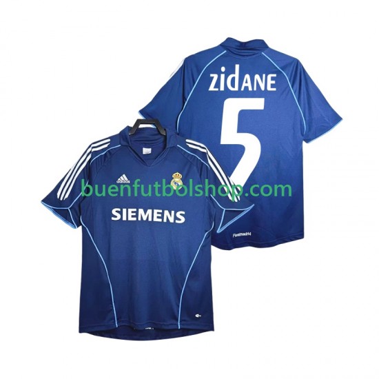 Camiseta de Fútbol Real Madrid Zidane 5 Retro 2005 2006 Segunda Equipación Manga Corta Hombre
