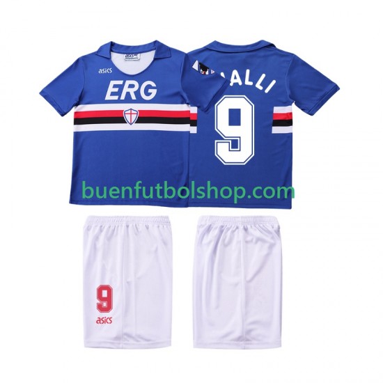 Camiseta de Fútbol Sampdoria VIALLI 9 Retro 1990 1991 Primera Equipación Manga Corta Niño Camiseta de Fútbol Sampdoria VIALLI 9 Retro 1990 1991 Primera Equipación Manga Corta Niño