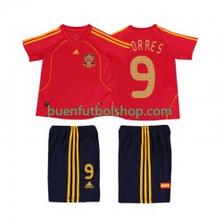 Camiseta de Fútbol España TORRES 9 Retro 2008 Primera Equipación Manga Corta Niño