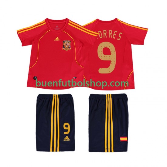 Camiseta de Fútbol España TORRES 9 Retro 2008 Primera Equipación Manga Corta Niño Camiseta de Fútbol España TORRES 9 Retro 2008 Primera Equipación Manga Corta Niño