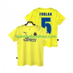 Camiseta de Fútbol Villarreal CF FORLAN 5 Retro 2005 2006 Primera Equipación Manga Corta Hombre
