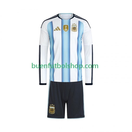 Camiseta de Fútbol Argentina World Cup 2026 Primera Equipación Manga Larga Niño