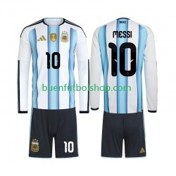 Camiseta de Fútbol Argentina Lionel Messi 10 World Cup 2026 Primera Equipación Manga Larga Niño