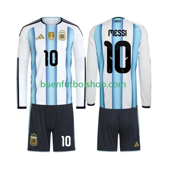 Camiseta de Fútbol Argentina Lionel Messi 10 World Cup 2026 Primera Equipación Manga Larga Niño