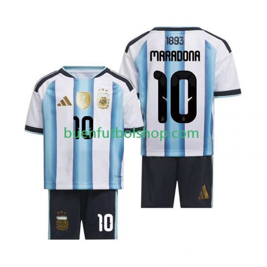 Camiseta de Fútbol Argentina Maradona 10 World Cup 2026 Primera Equipación Manga Corta Niño