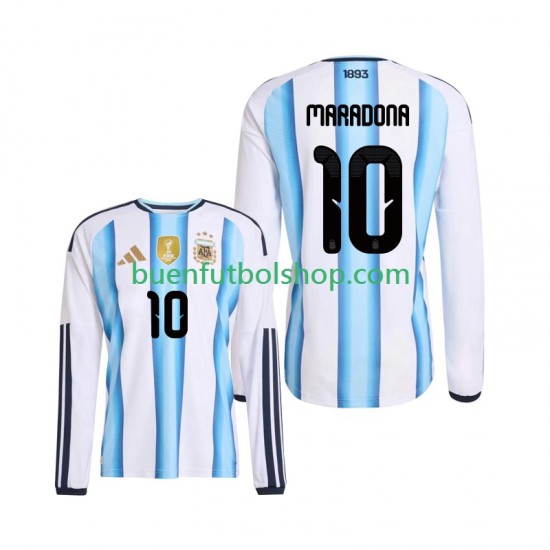 Camiseta de Fútbol Argentina Maradona 10 World Cup 2026 Primera Equipación Manga Larga Hombre