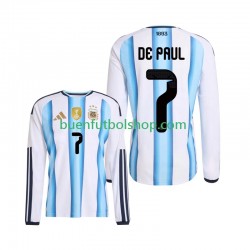 Camiseta de Fútbol Argentina Rodrigo De Paul 7 World Cup 2026 Primera Equipación Manga Larga Hombre