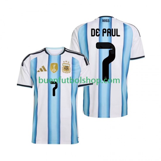 Camiseta de Fútbol Argentina Rodrigo De Paul 7 World Cup 2026 Primera Equipación Manga Corta Hombre