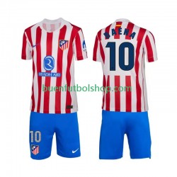 Camiseta de Fútbol Atlético Madrid Alex Baena 10 2025-2026 Primera Equipación Manga Corta Niño