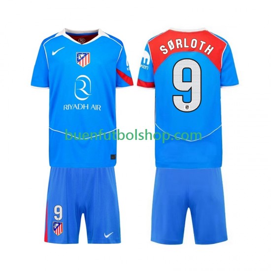 Camiseta de Fútbol Atlético Madrid Alexander Sorloth 9 2025-2026 Tercera Equipación Manga Corta Niño