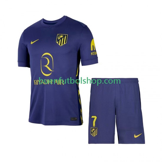 Camiseta de Fútbol Atlético Madrid Antoine Griezmann 7 2025-2026 Segunda Equipación Manga Corta Niño