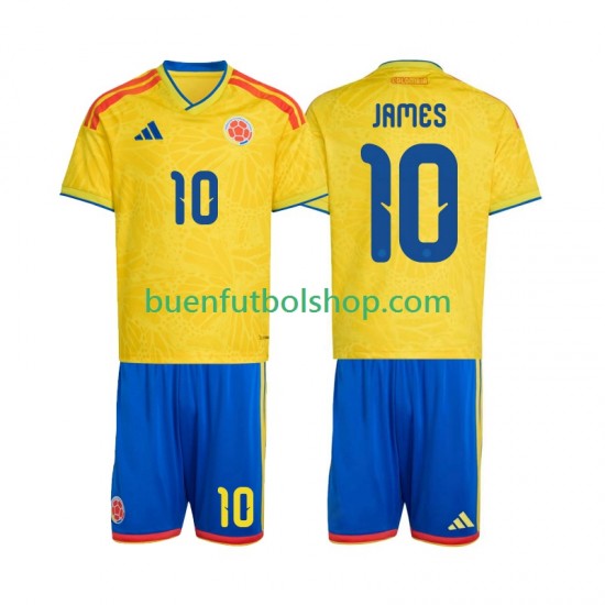 Camiseta de Fútbol Colombia James Rodriguez 10 World Cup 2026 Primera Equipación Manga Corta Niño