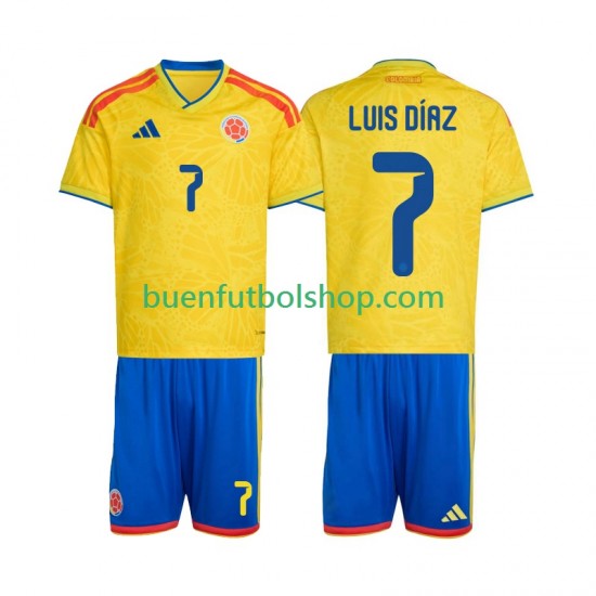 Camiseta de Fútbol Colombia Luis Diaz 7 World Cup 2026 Primera Equipación Manga Corta Niño
