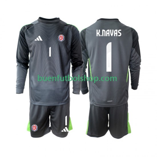 Camiseta de Fútbol Costa Rica Portero Keylor Navas 1 2025 Segunda Equipación Manga Larga Niño