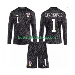 Camiseta de Fútbol Croacia Portero DOMINIK LIVAKOVIC 1 2024 Tercera Equipación Manga Larga Niño