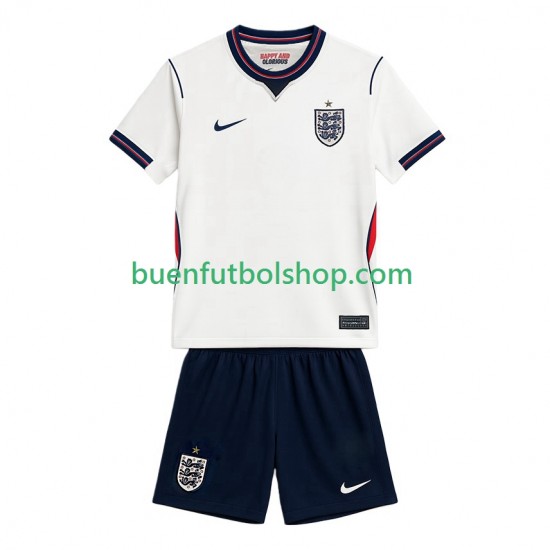 Camiseta de Fútbol Inglaterra World Cup 2026 Primera Equipación Manga Corta Niño