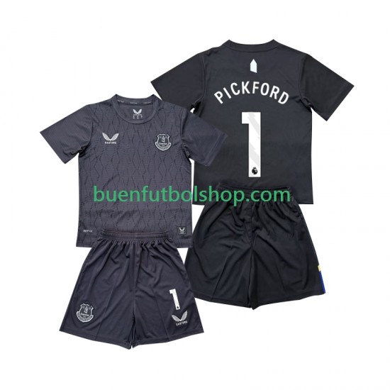 Camiseta de Fútbol Everton Portero Pickford 1 2025-2026 Segunda Equipación Manga Corta Niño