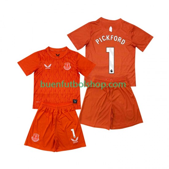 Camiseta de Fútbol Everton Portero Pickford 1 2025-2026 Tercera Equipación Manga Corta Niño
