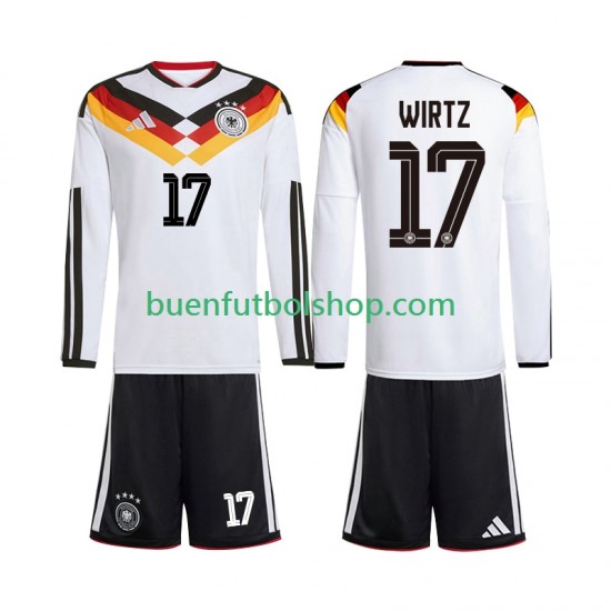 Camiseta de Fútbol Alemania Florian Wirtz 17 World Cup 2026 Primera Equipación Manga Larga Niño