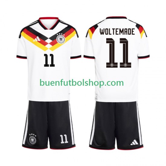 Camiseta de Fútbol Alemania Woltemade 11 World Cup 2026 Primera Equipación Manga Corta Niño