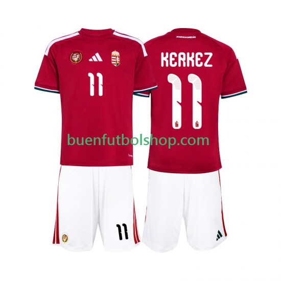 Camiseta de Fútbol Hungría Kerkez 11 World Cup 2026 Primera Equipación Manga Corta Niño