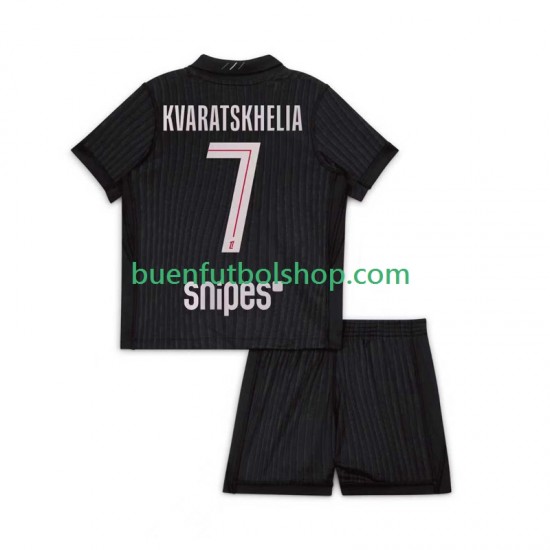 Camiseta de Fútbol Paris Saint-Germain Khvicha Kvaratskhelia 7 2025-2026 Cuarta Equipación Manga Corta Niño