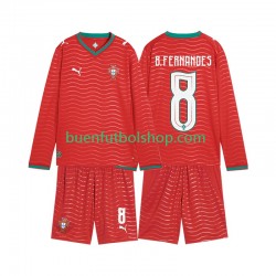 Camiseta de Fútbol Portugal Bruno Fernandes 8 World Cup 2026 Primera Equipación Manga Larga Niño