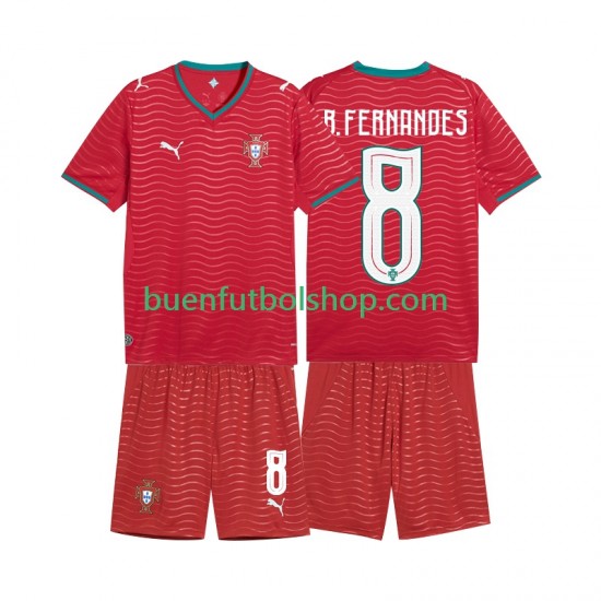 Camiseta de Fútbol Portugal Bruno Fernandes 8 World Cup 2026 Primera Equipación Manga Corta Niño
