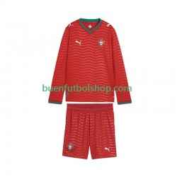 Camiseta de Fútbol Portugal World Cup 2026 Primera Equipación Manga Larga Niño