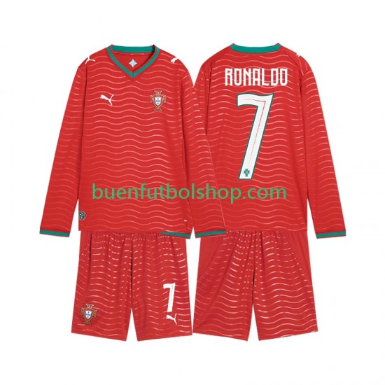 Camiseta de Fútbol Portugal Cristiano Ronaldo 7 World Cup 2026 Primera Equipación Manga Larga Niño