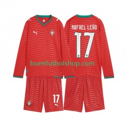 Camiseta de Fútbol Portugal Rafael Leao 17 World Cup 2026 Primera Equipación Manga Larga Niño