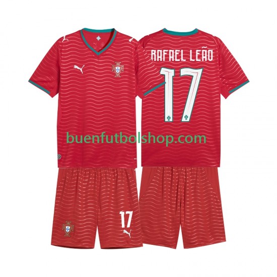 Camiseta de Fútbol Portugal Rafael Leao 17 World Cup 2026 Primera Equipación Manga Corta Niño