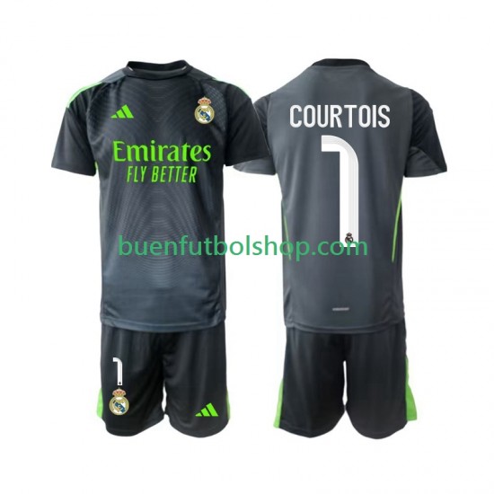 Camiseta de Fútbol Real Madrid Portero Thibaut Courtois 1 2025-2026 Tercera Equipación Manga Corta Niño