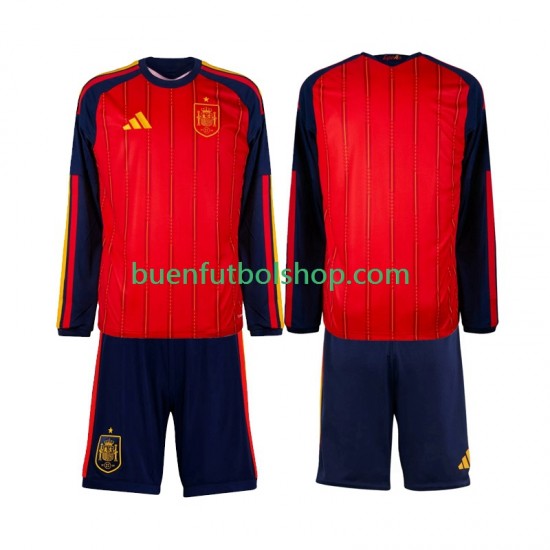 Camiseta de Fútbol España World Cup 2026 Primera Equipación Manga Larga Niño