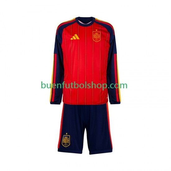 Camiseta de Fútbol España World Cup 2026 Primera Equipación Manga Larga Niño