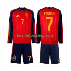 Camiseta de Fútbol España Ferran Torres 7 World Cup 2026 Primera Equipación Manga Larga Niño