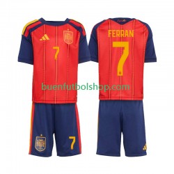 Camiseta de Fútbol España Ferran Torres 7 World Cup 2026 Primera Equipación Manga Corta Niño